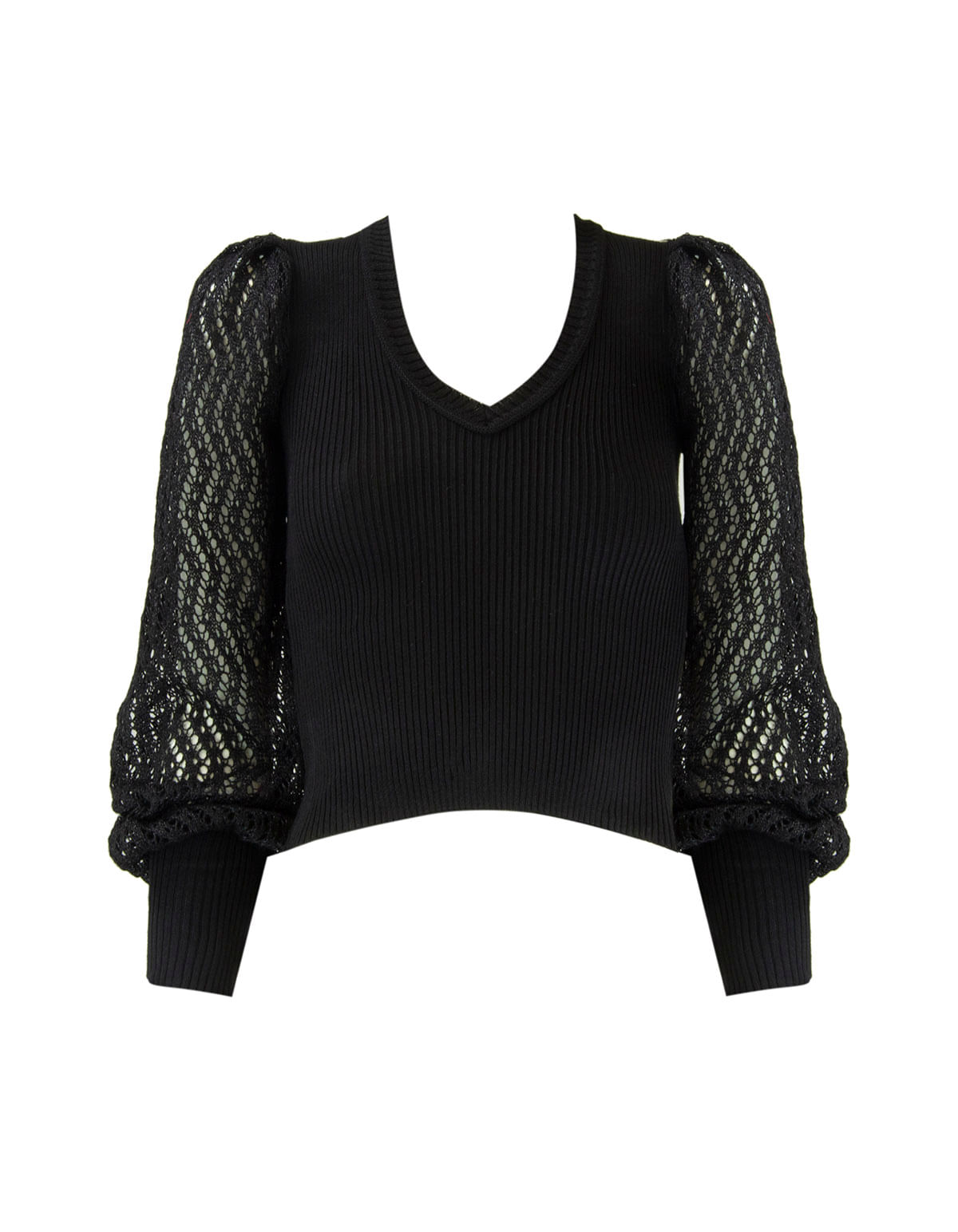 blusa preta tricot