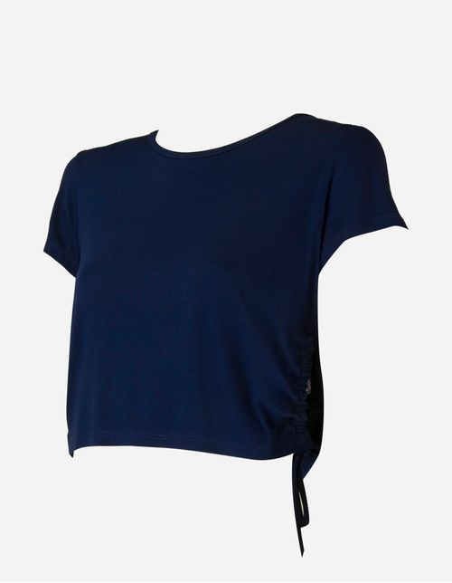 Blusa Cropped Ajuste Lateral Azul Marinho - LucyintheSky