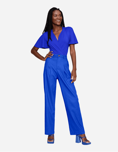 Calça pantalona online azul royal