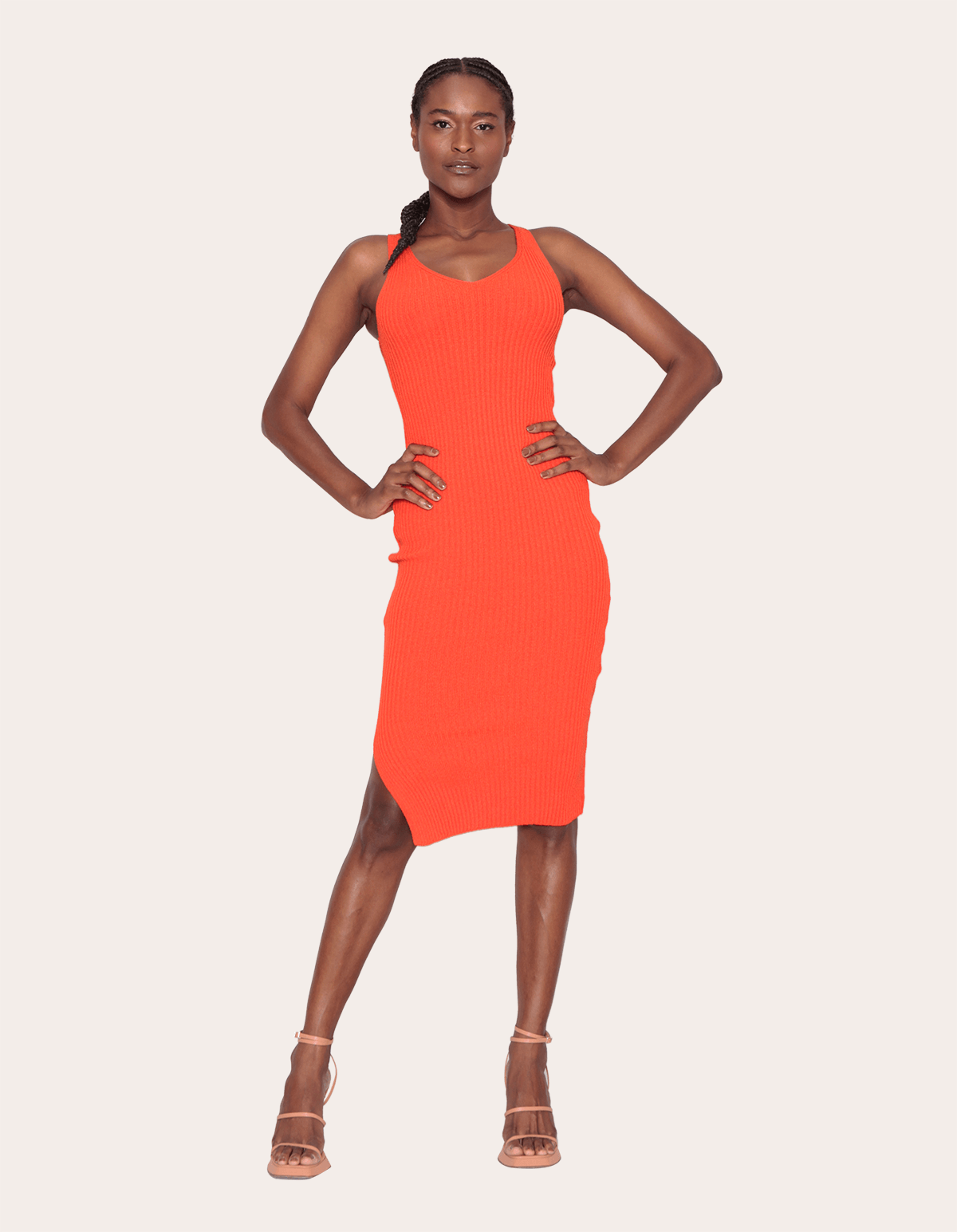 Vestido midi tricot deals canelado