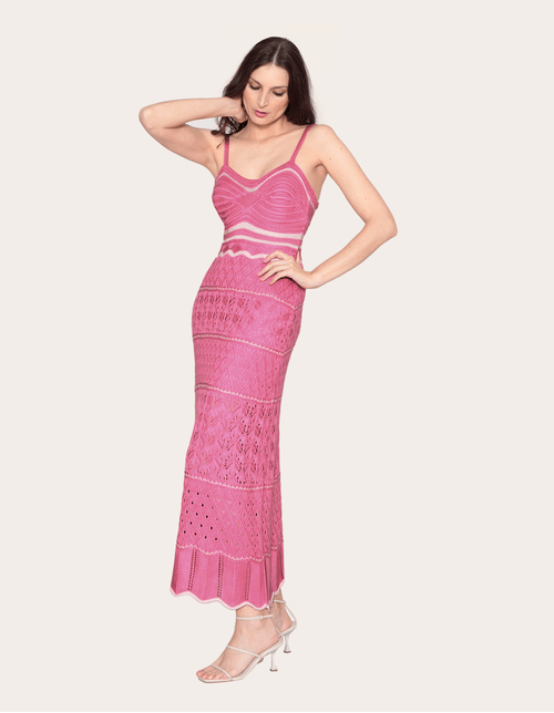 Vestido longo tricot deals rosa