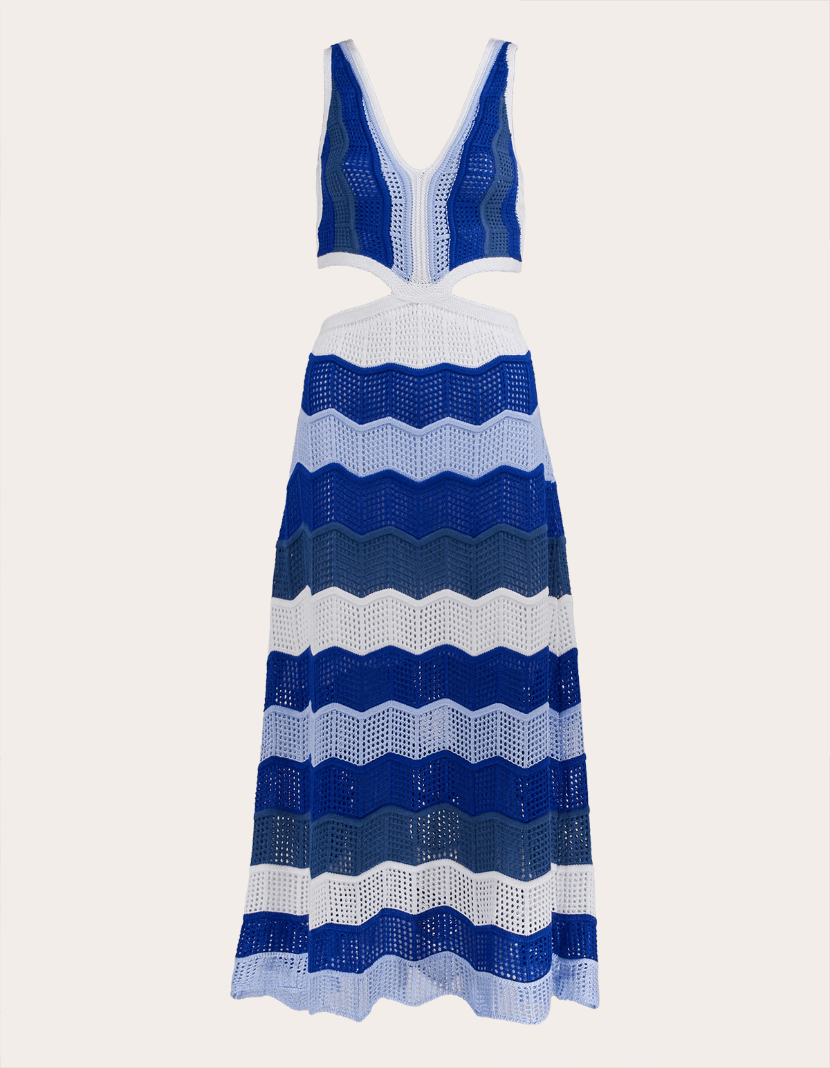 Vestido longo modal tricot detalhado crochê - R$ 79.00, cor Azul claro ( sereia, de tricô, decotado, de poliester) #12334, compre agora